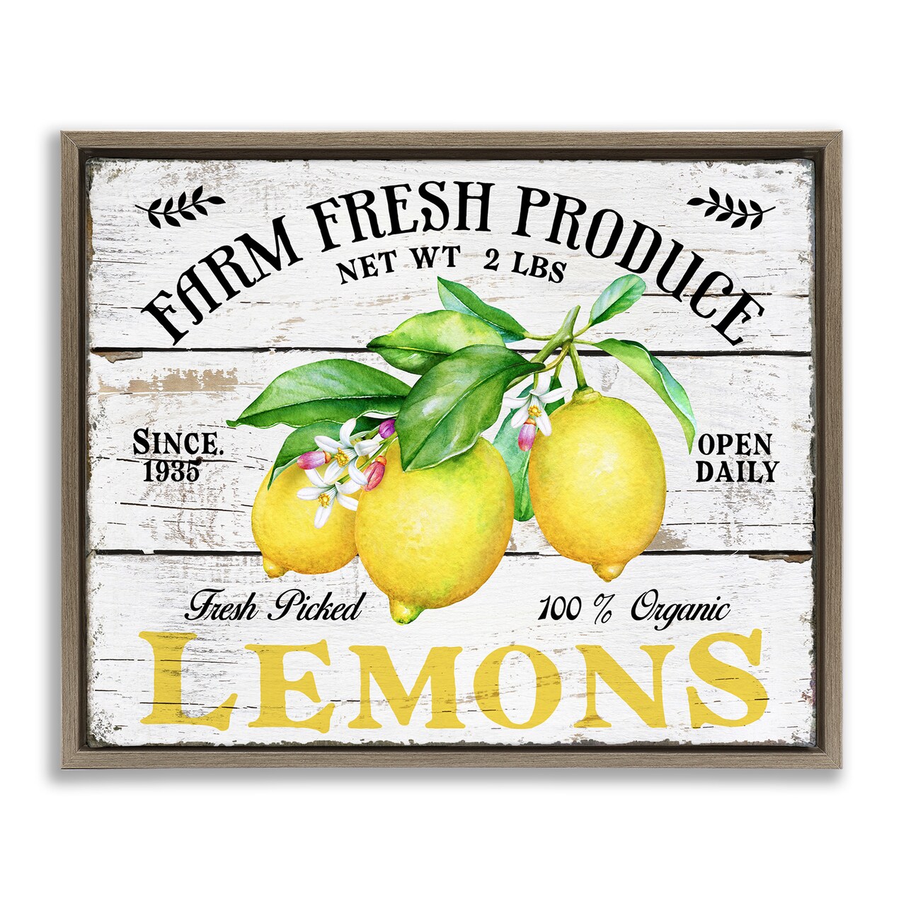 Stupell Industries Farm Fresh Produce Lemons Floater Framed Canvas Wall Art Design by Creatif Belle